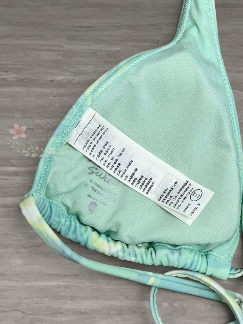 Hollister Aqua Marble Bikini Set Triangle Top High Cut Bottoms Blue Green - Picture 4 of 5